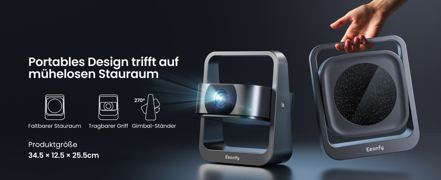 Eeenfy Venus V1 Mini Smart Projector – 1080P Support, 350 ANSI, WiFi & Bluetooth 5.2, 270° Rotating Home Cinema