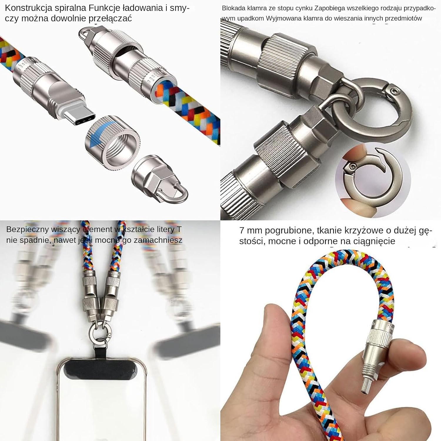 Phone Chain Charging Cable - High Speed 1,3M Length