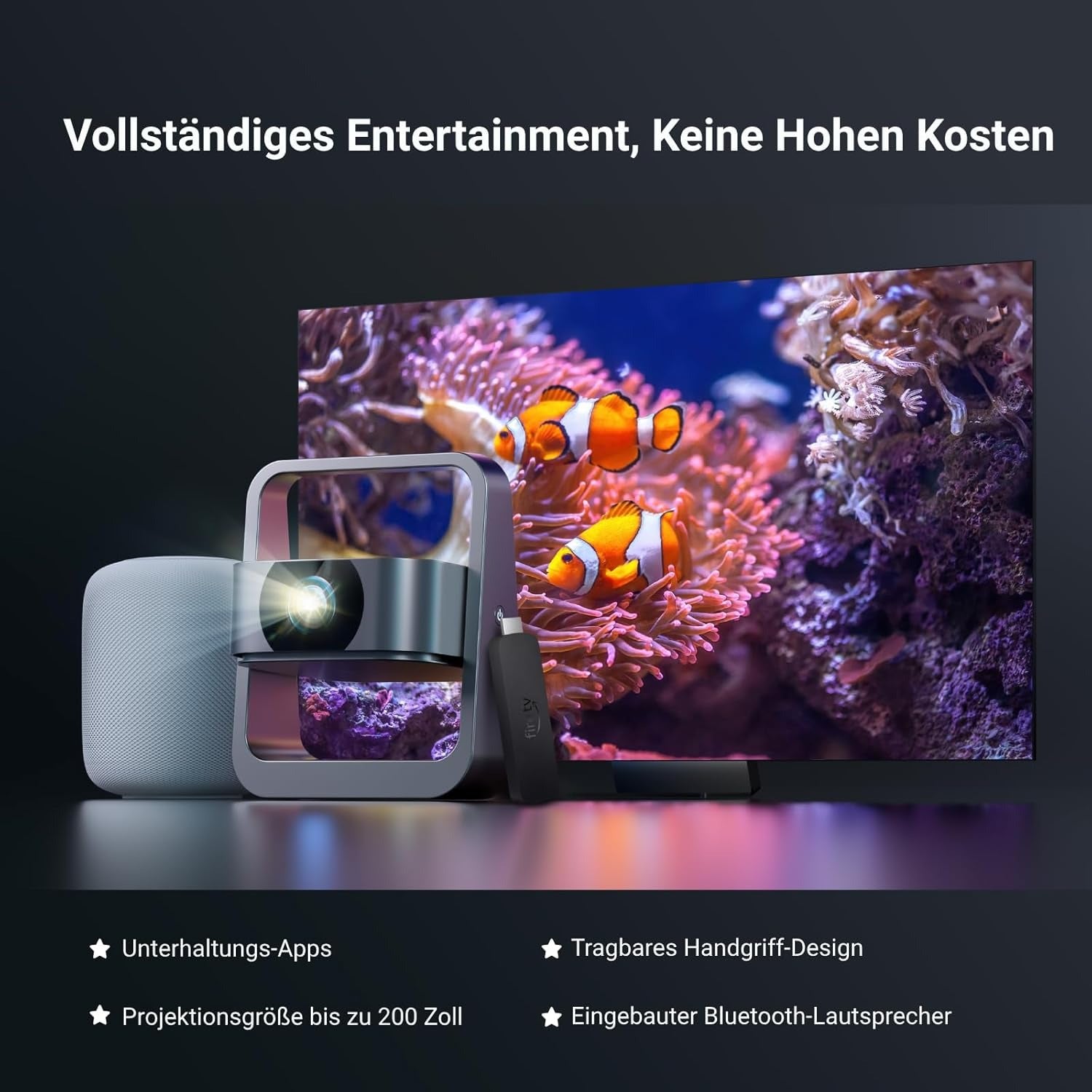 Eeenfy Venus V1 Mini Smart Projector – 1080P Support, 350 ANSI, WiFi & Bluetooth 5.2, 270° Rotating Home Cinema