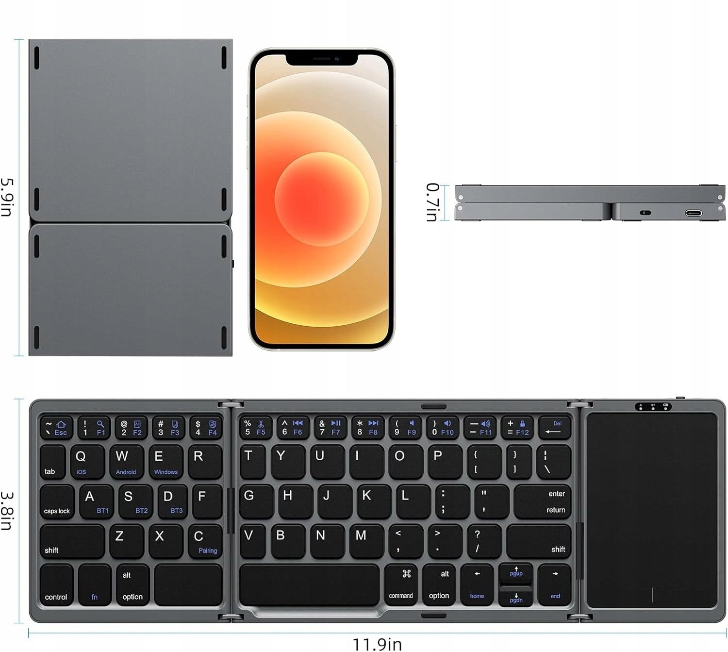 High-End Ultra-Portable Foldable Bluetooth Keyboard with Touchpad