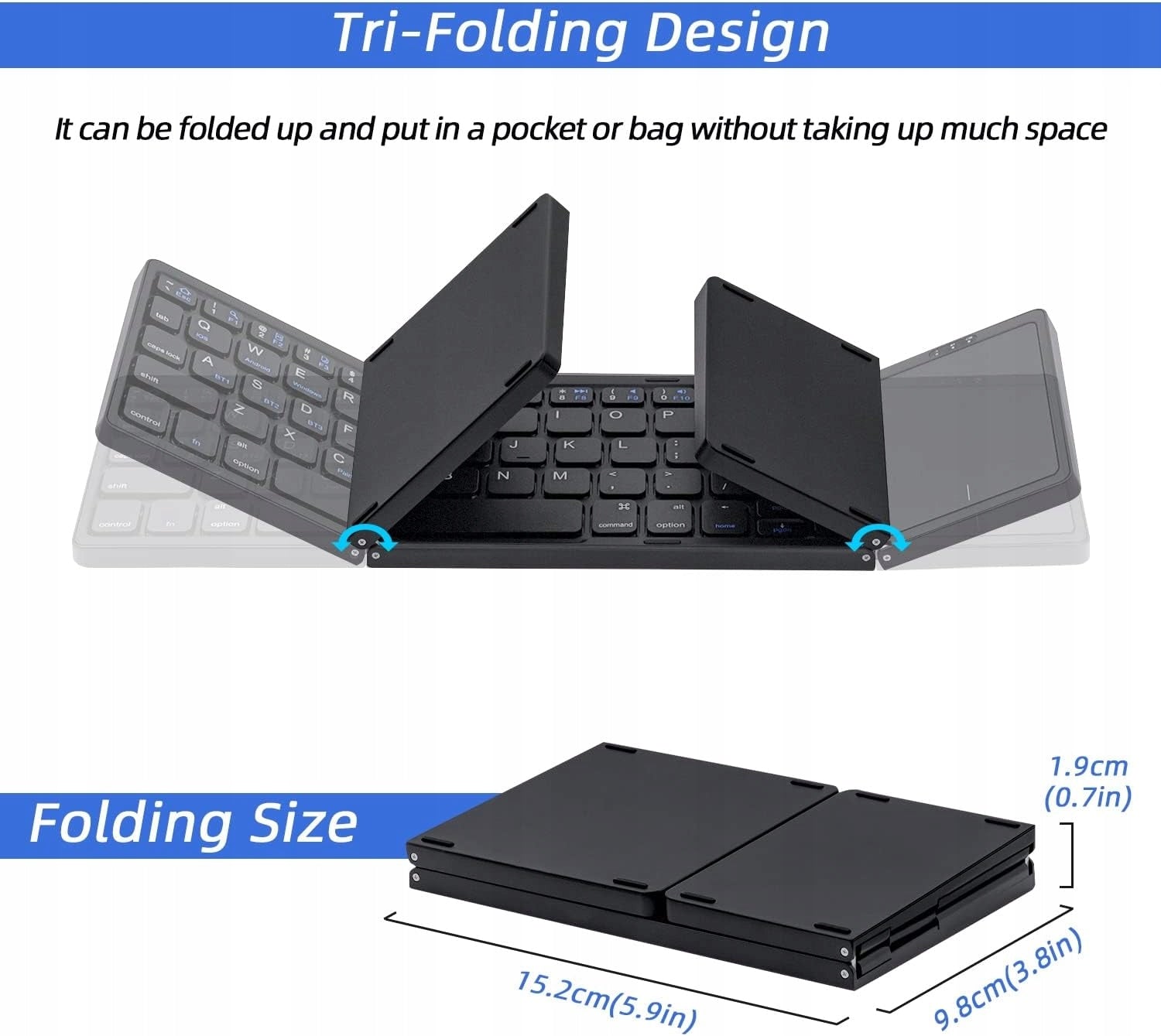 High-End Ultra-Portable Foldable Bluetooth Keyboard with Touchpad