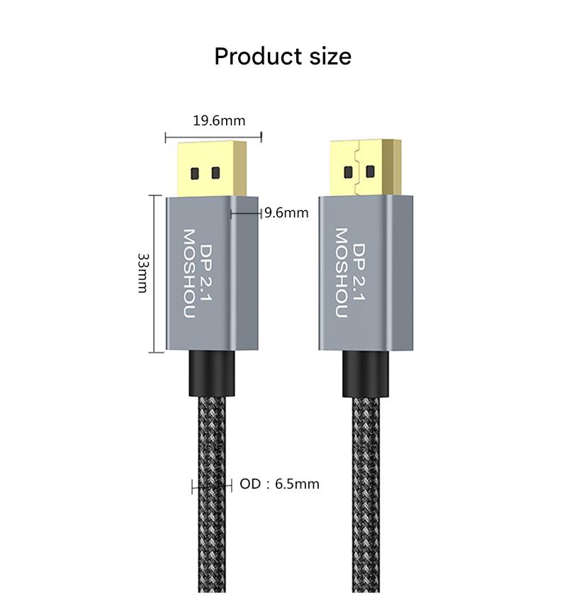 MOSHOU DisplayPort 2.1 Cable (VESA Certified) – 16K, 8K@60Hz, 4K@240Hz – 80Gbps Ultra HD Gaming Cable