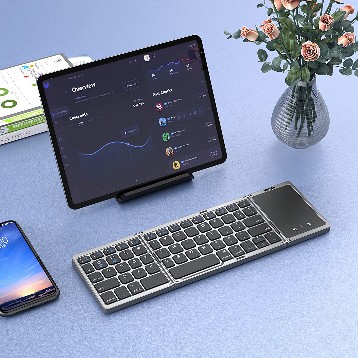High-End Ultra-Portable Foldable Bluetooth Keyboard with Touchpad