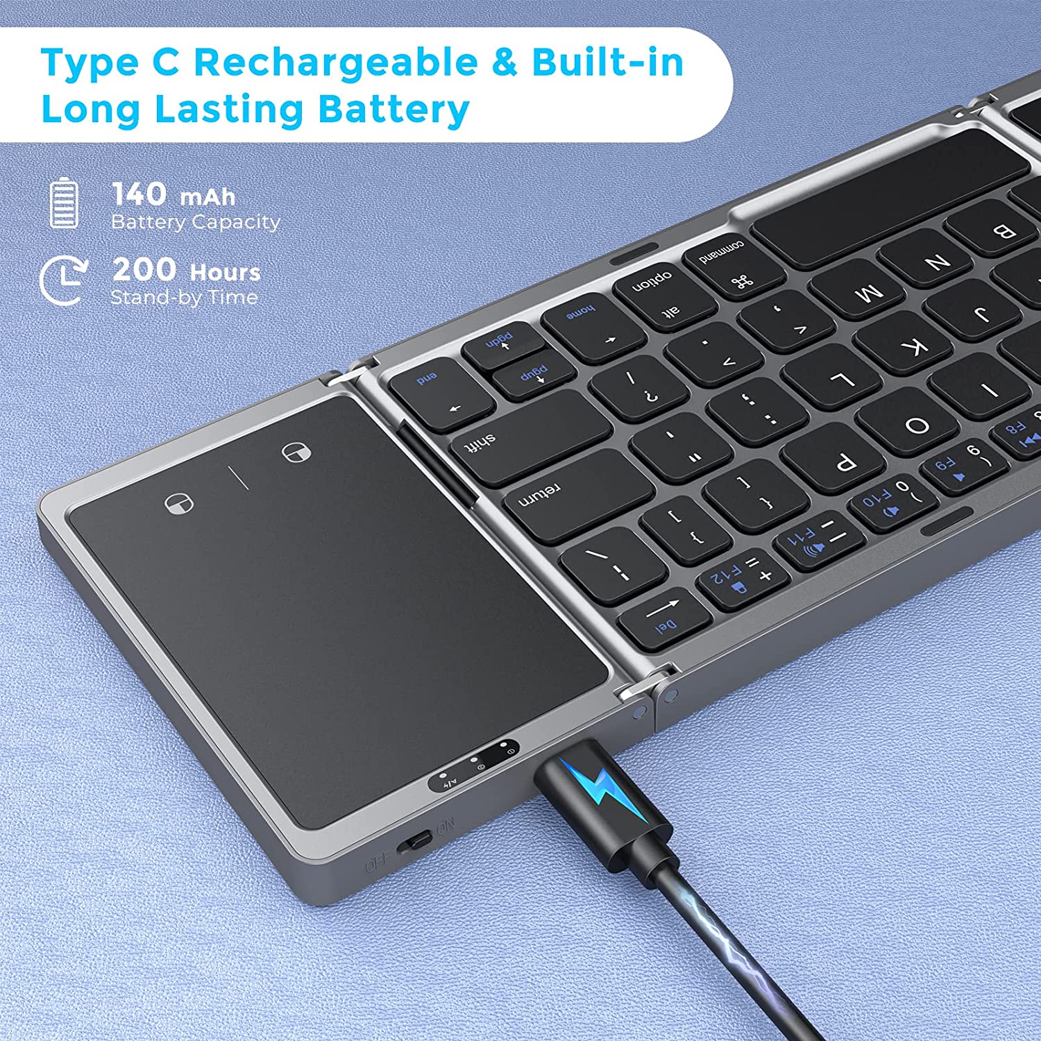 High-End Ultra-Portable Foldable Bluetooth Keyboard with Touchpad
