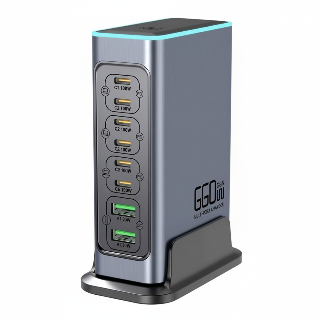 Premium 660W GaN Charger Station 8-Port EU Plug, Fast PD Charging Hub for MacBook iPhone Samsung Laptop Tablet - CE FCC Certified