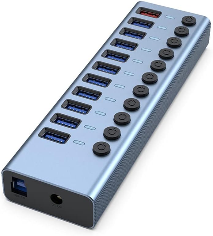 USB 3.0 11-Port Hub with Power Supply – Speed up to 5 Gbps
