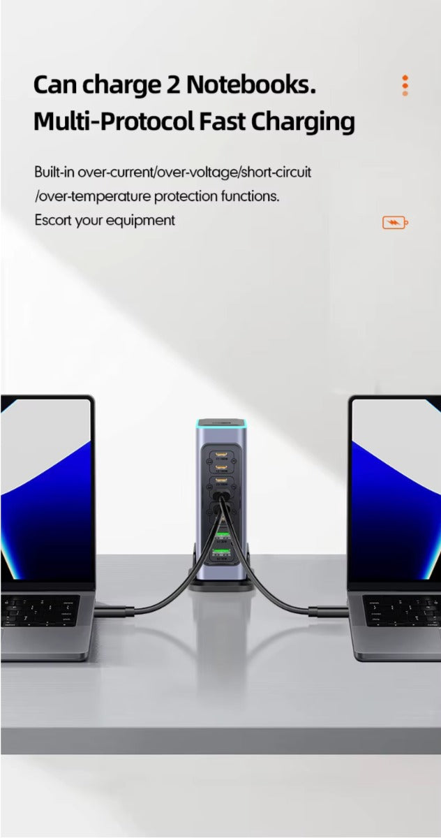 Premium 660W GaN Charger Station 8-Port EU Plug, Fast PD Charging Hub for MacBook iPhone Samsung Laptop Tablet - CE FCC Certified