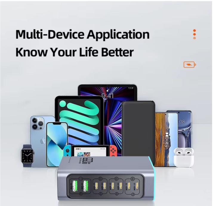 Premium 660W GaN Charger Station 8-Port EU Plug, Fast PD Charging Hub for MacBook iPhone Samsung Laptop Tablet - CE FCC Certified