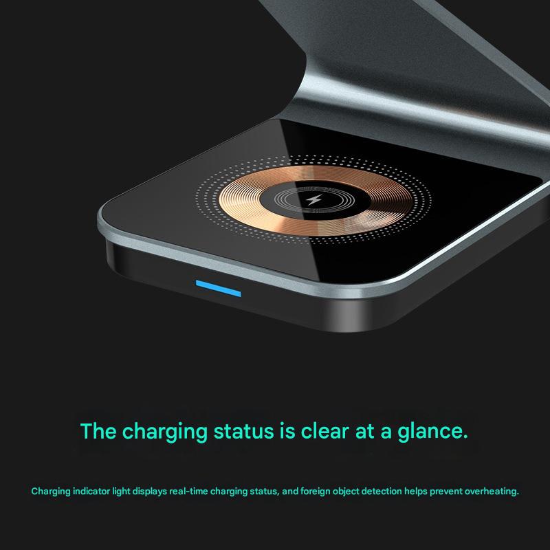 Premium Transparent Magnetic 3‑in‑1 MagSafe Wireless Charger 15W QC3.0