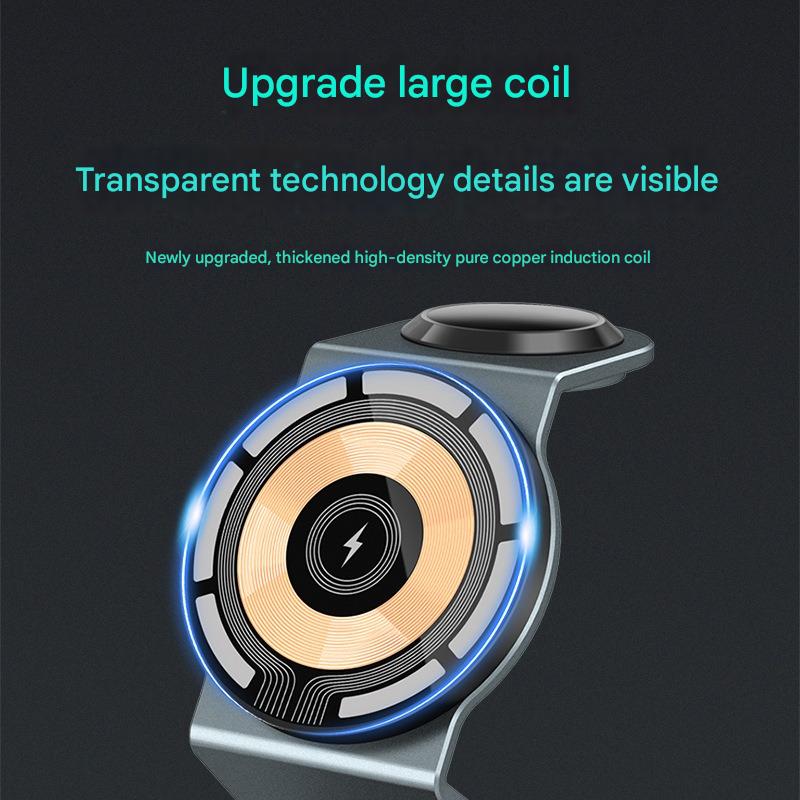 Premium Transparent Magnetic 3‑in‑1 MagSafe Wireless Charger 15W QC3.0