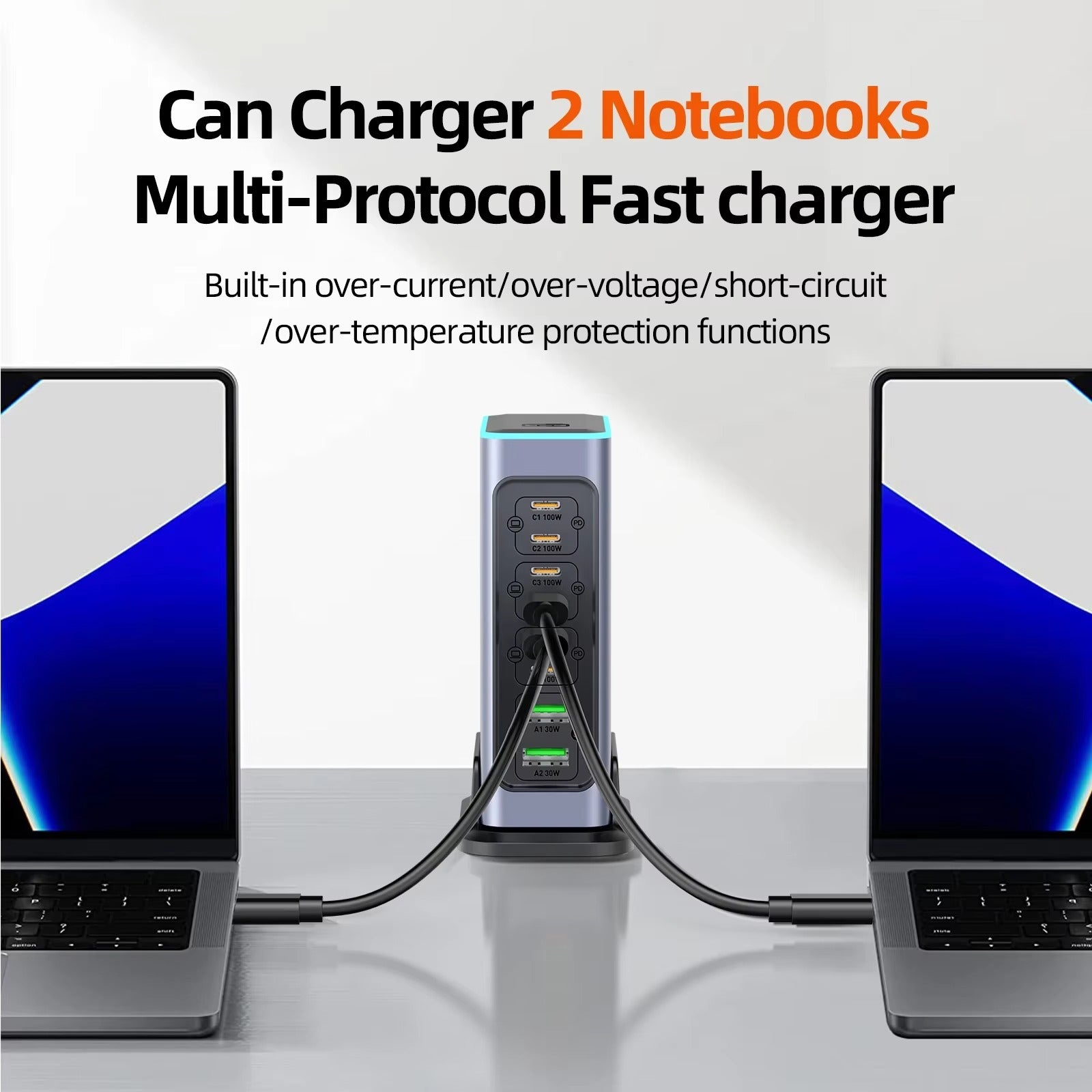 Premium 660W GaN Charger Station 8-Port EU Plug, Fast PD Charging Hub for MacBook iPhone Samsung Laptop Tablet - CE FCC Certified