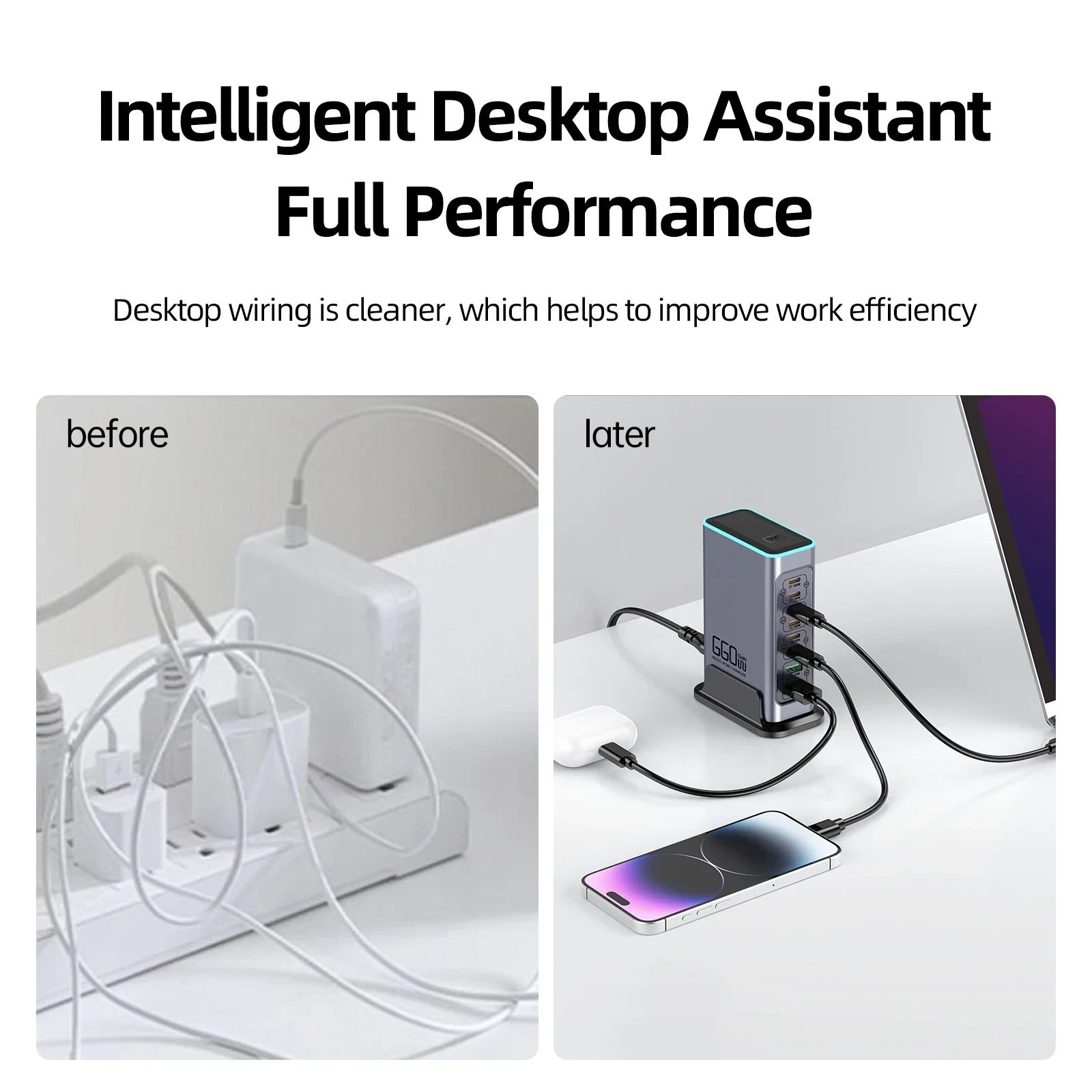 Premium 660W GaN Charger Station 8-Port EU Plug, Fast PD Charging Hub for MacBook iPhone Samsung Laptop Tablet - CE FCC Certified